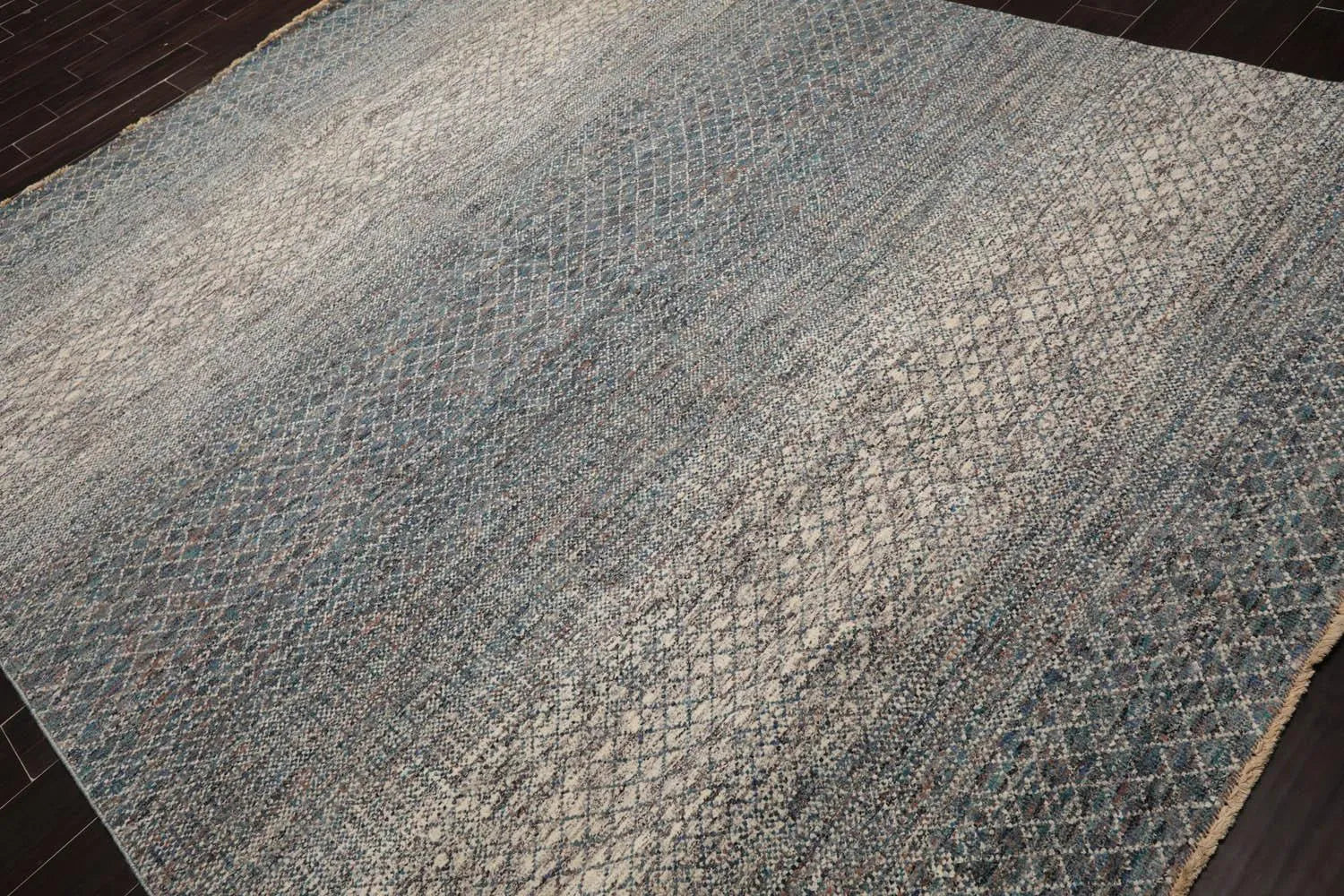 8' x 10' Hand Knotted 100% Wool Modern Oriental Area Rug Ivory, Blue, Aqua