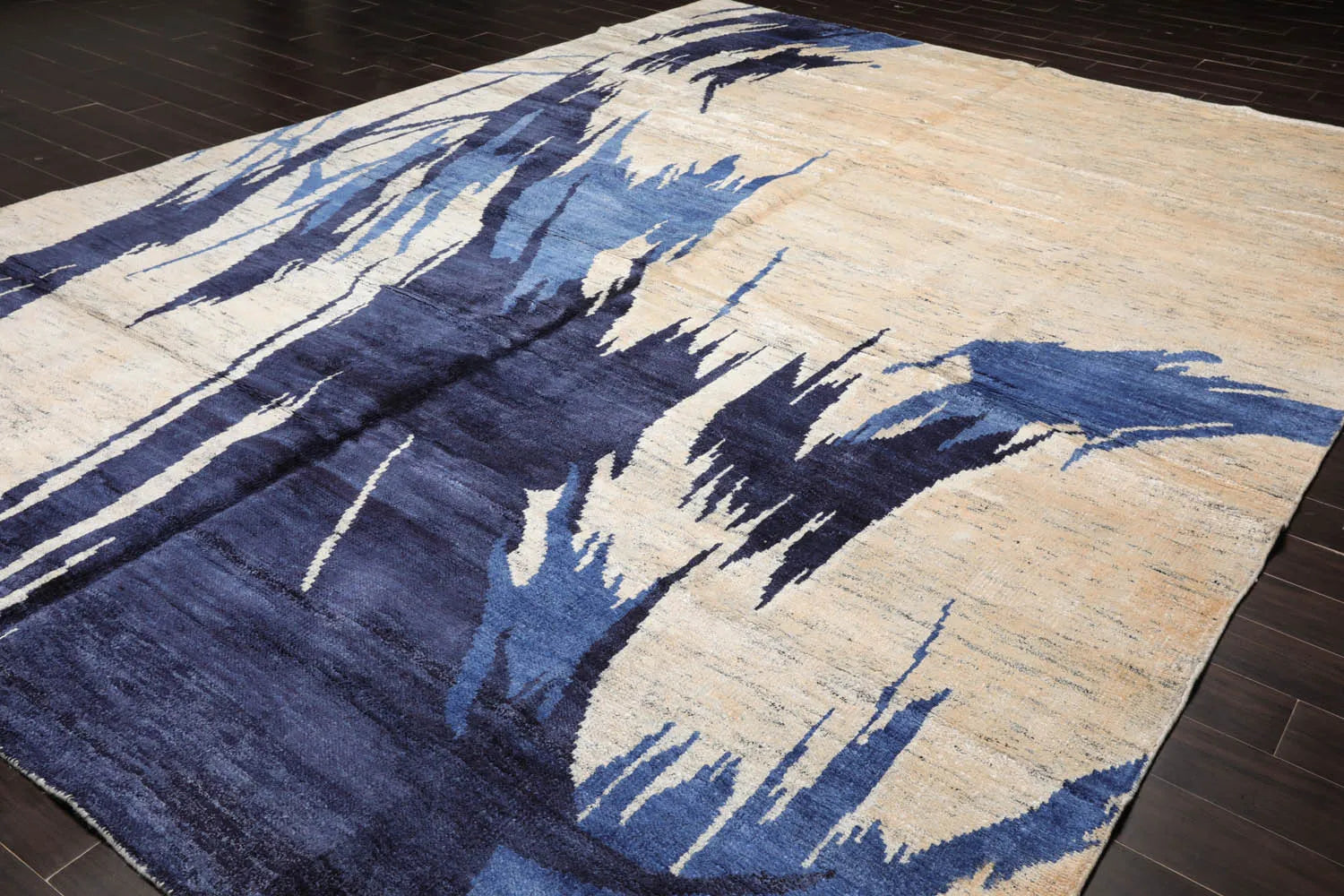 10x14 Beige, Ivory Hand Knotted Tibetan Bamboo Silk Tibetan Modern & Contemporary Oriental Area Rug